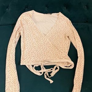 Brandy Melville pink floral tie top